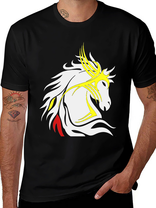 Camiseta Negra con Diseño de Caballo Tribal