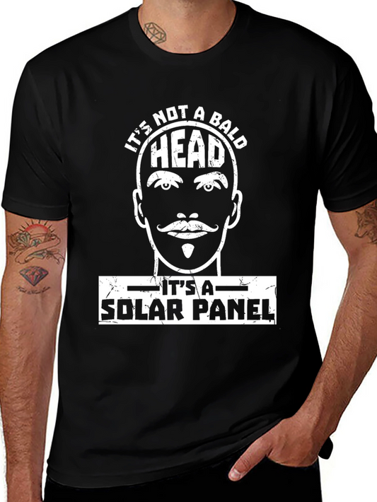 Camiseta Negra: No es Cabeza Calva ¡Es un Panel Solar!