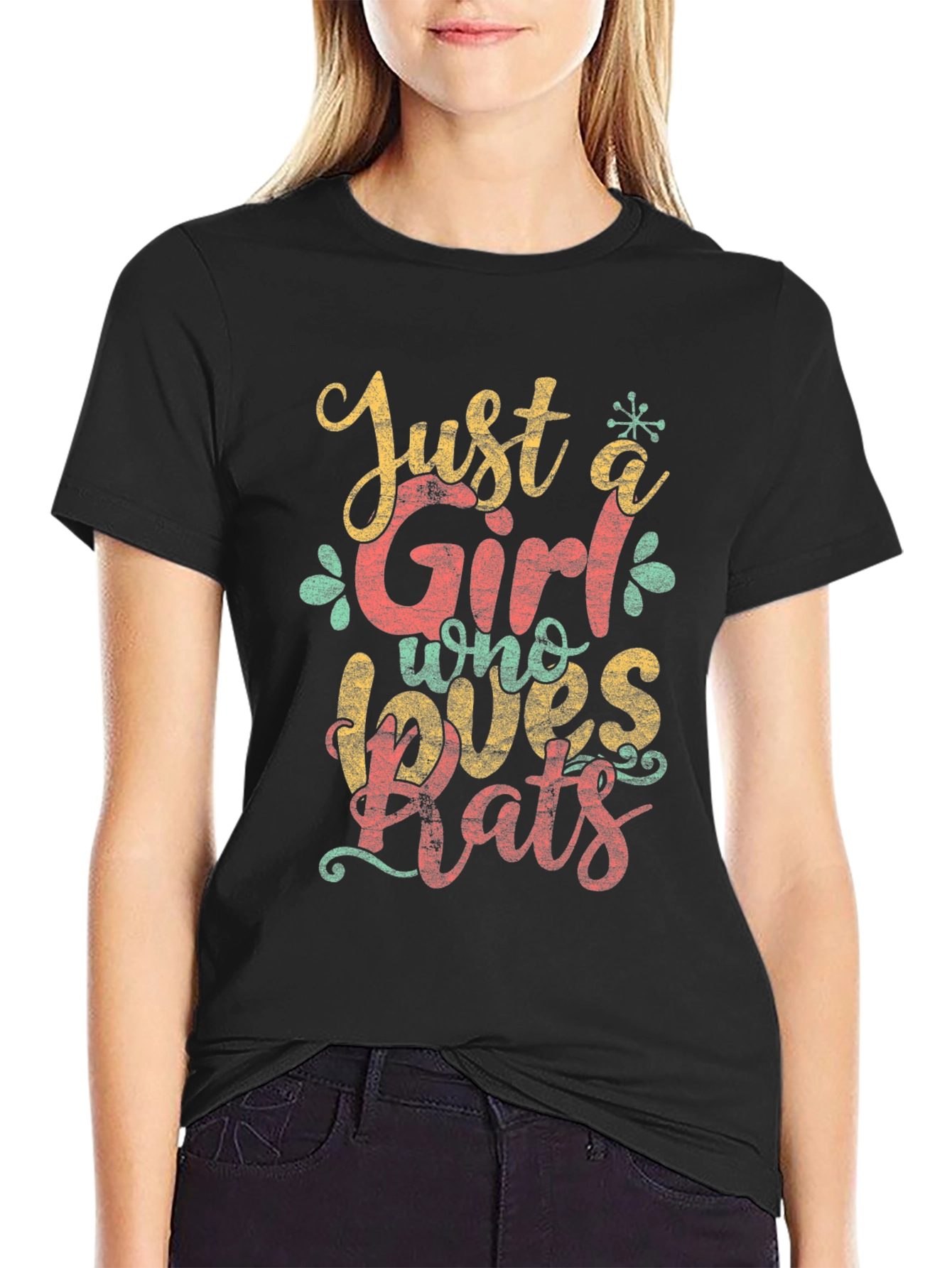Camiseta Negra Just a Girl Who Loves Rats