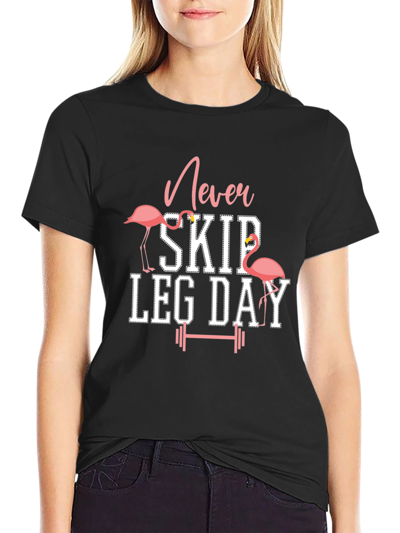 Camiseta Negra Fitness: Never Skip Leg Day