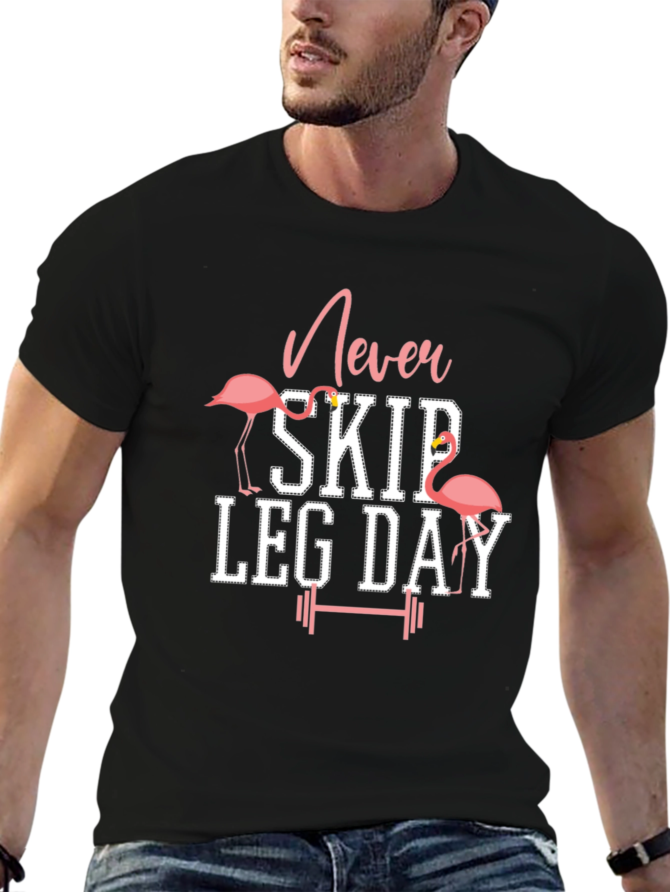 Camiseta Negra Fitness: Never Skip Leg Day