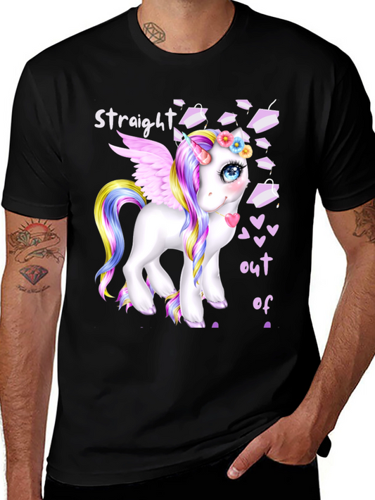 Camiseta Negra con Unicornio Alado Straight Out Of