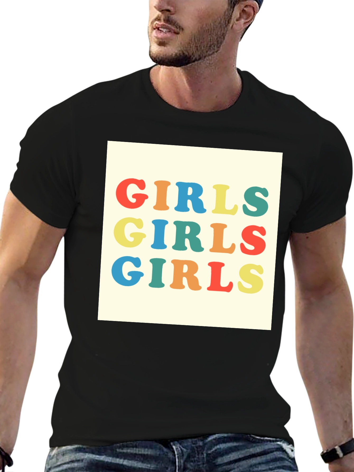 Camiseta Negra con Diseño Girls