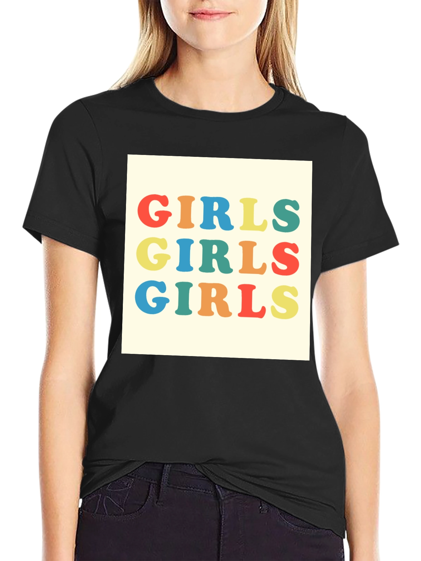 Camiseta Negra con Diseño Girls