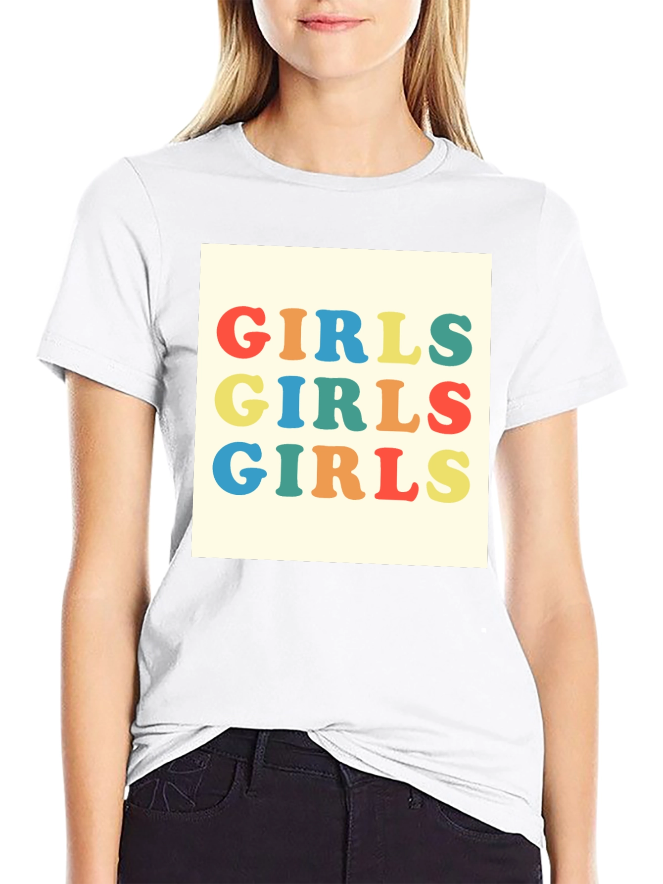 Camiseta Negra con Diseño Girls