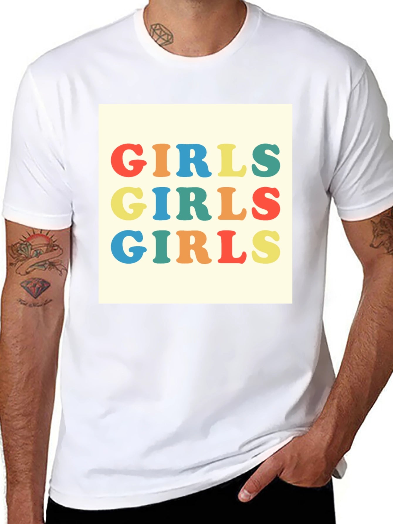 Camiseta Negra con Diseño Girls