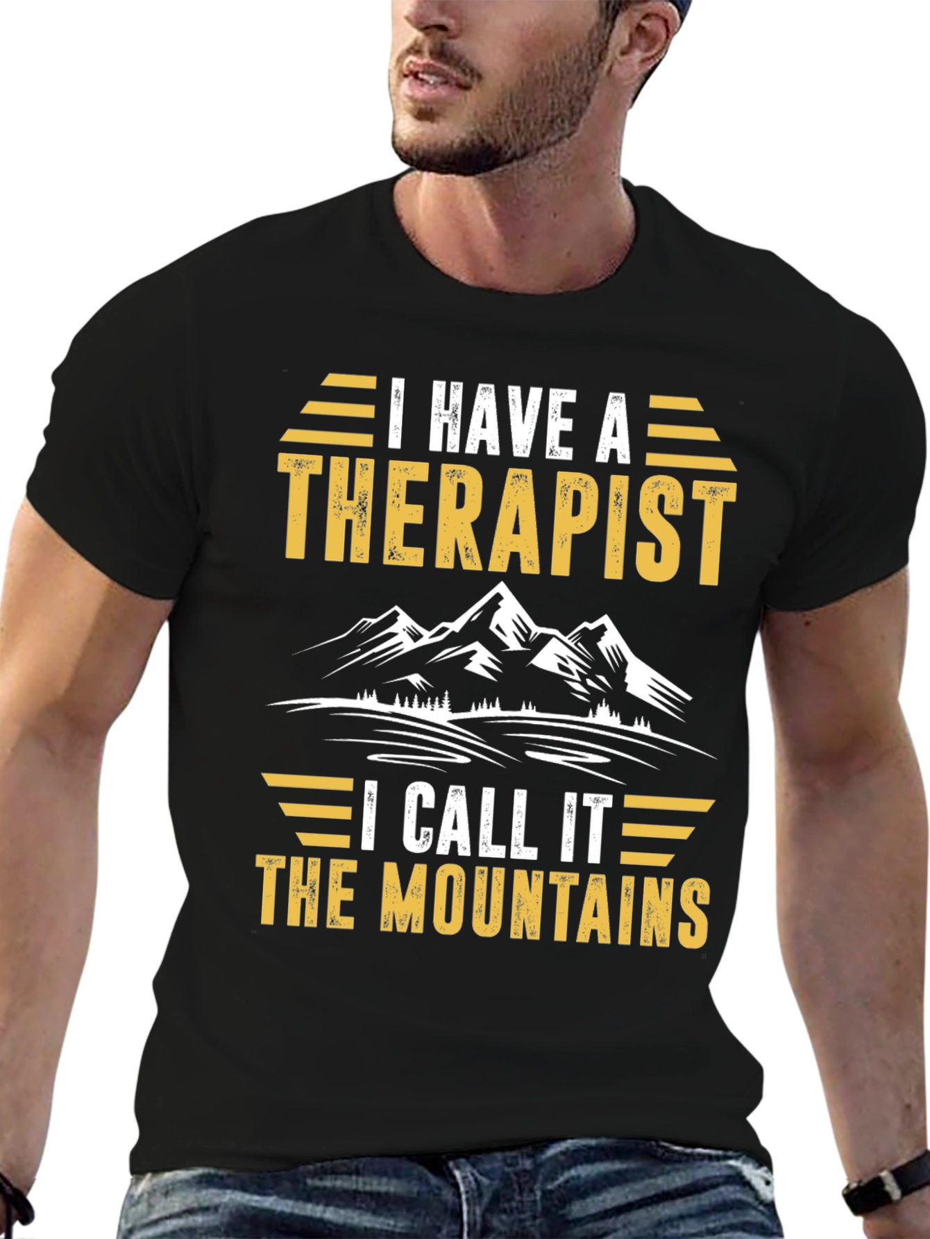 Camiseta Negra Mi Terapeuta Son Las Montañas