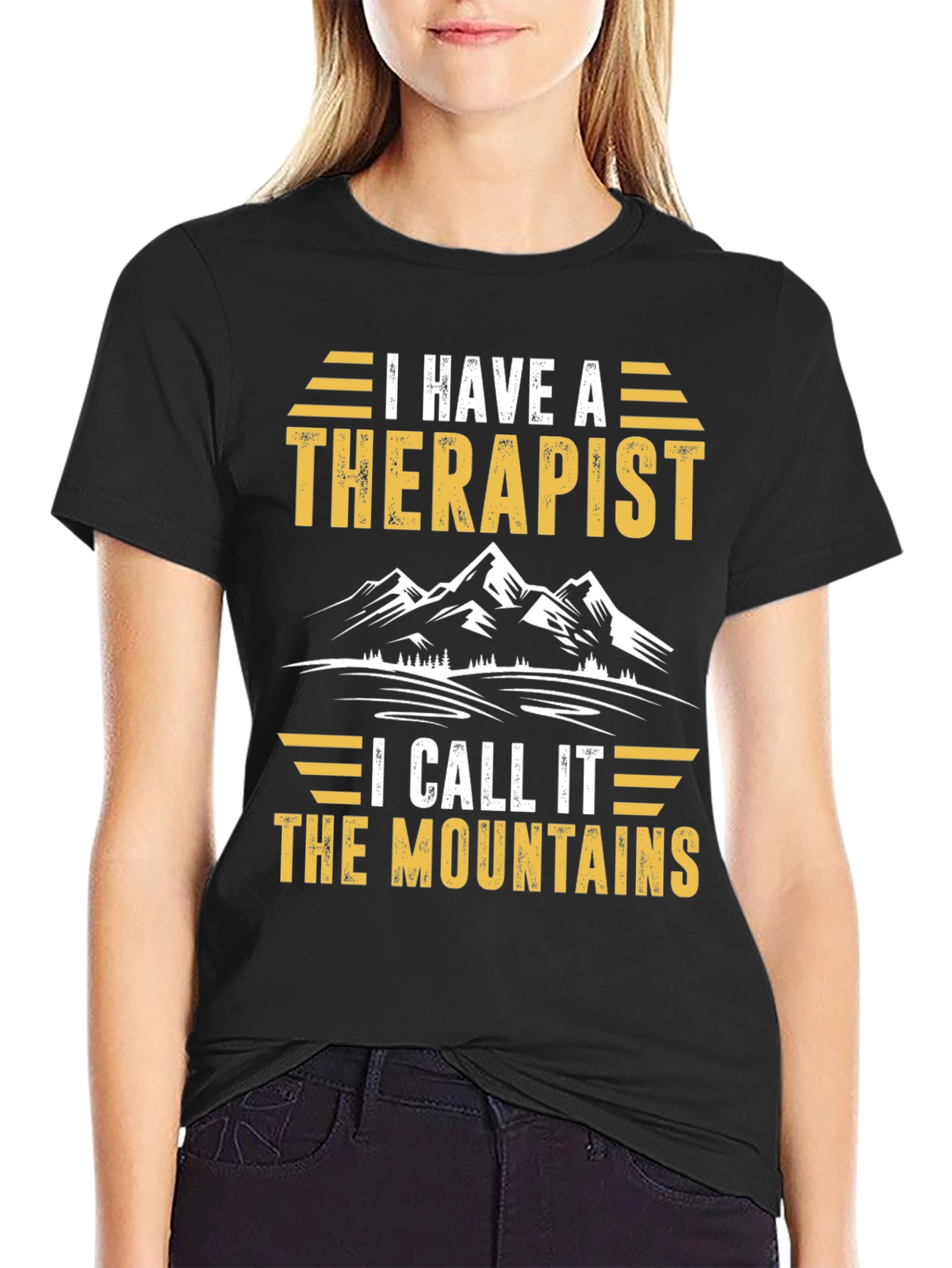 Camiseta Negra Mi Terapeuta Son Las Montañas