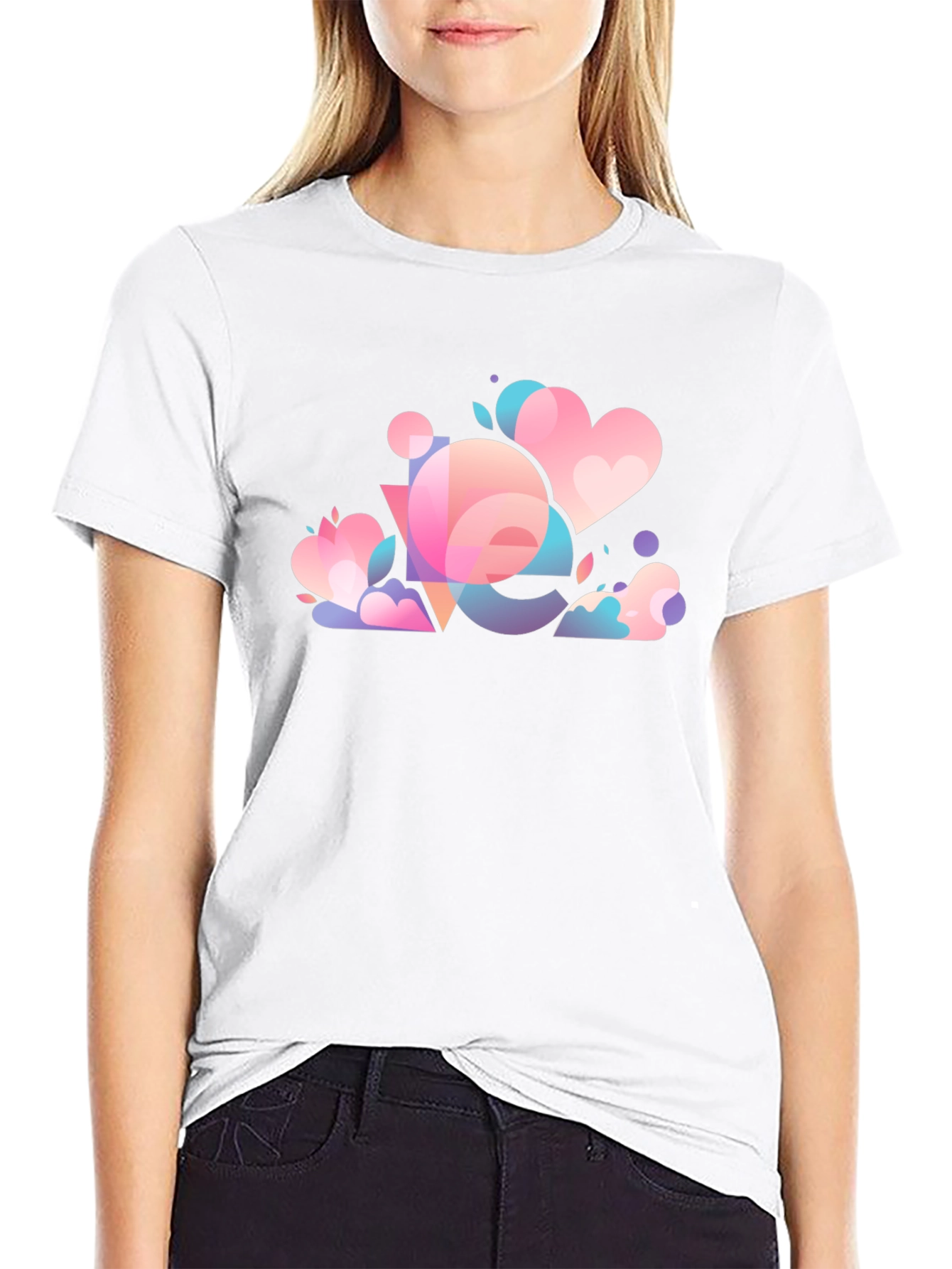 Camiseta Negra con Diseño Abstracto Amor