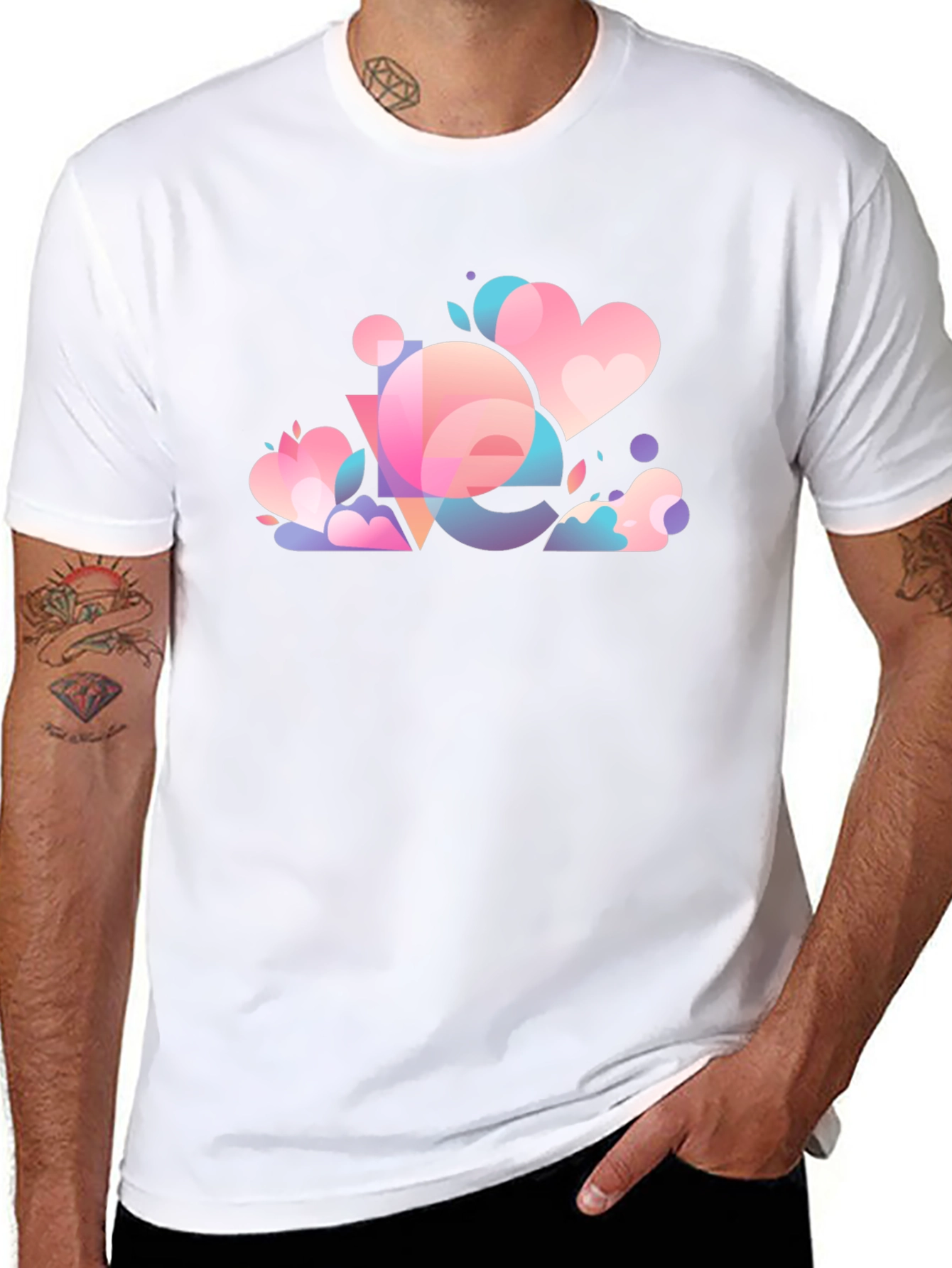 Camiseta Negra con Diseño Abstracto Amor