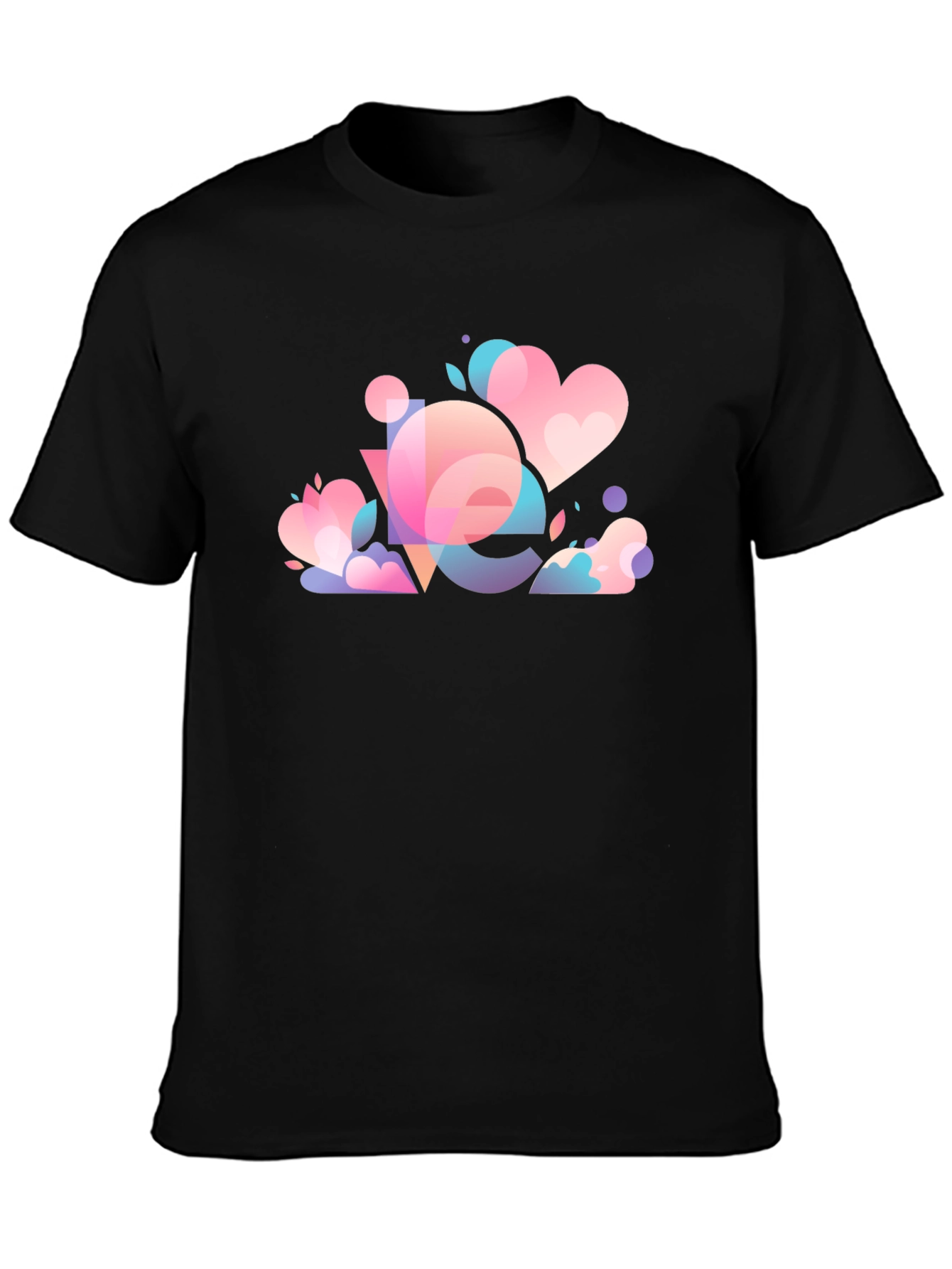 Camiseta Negra con Diseño Abstracto Amor