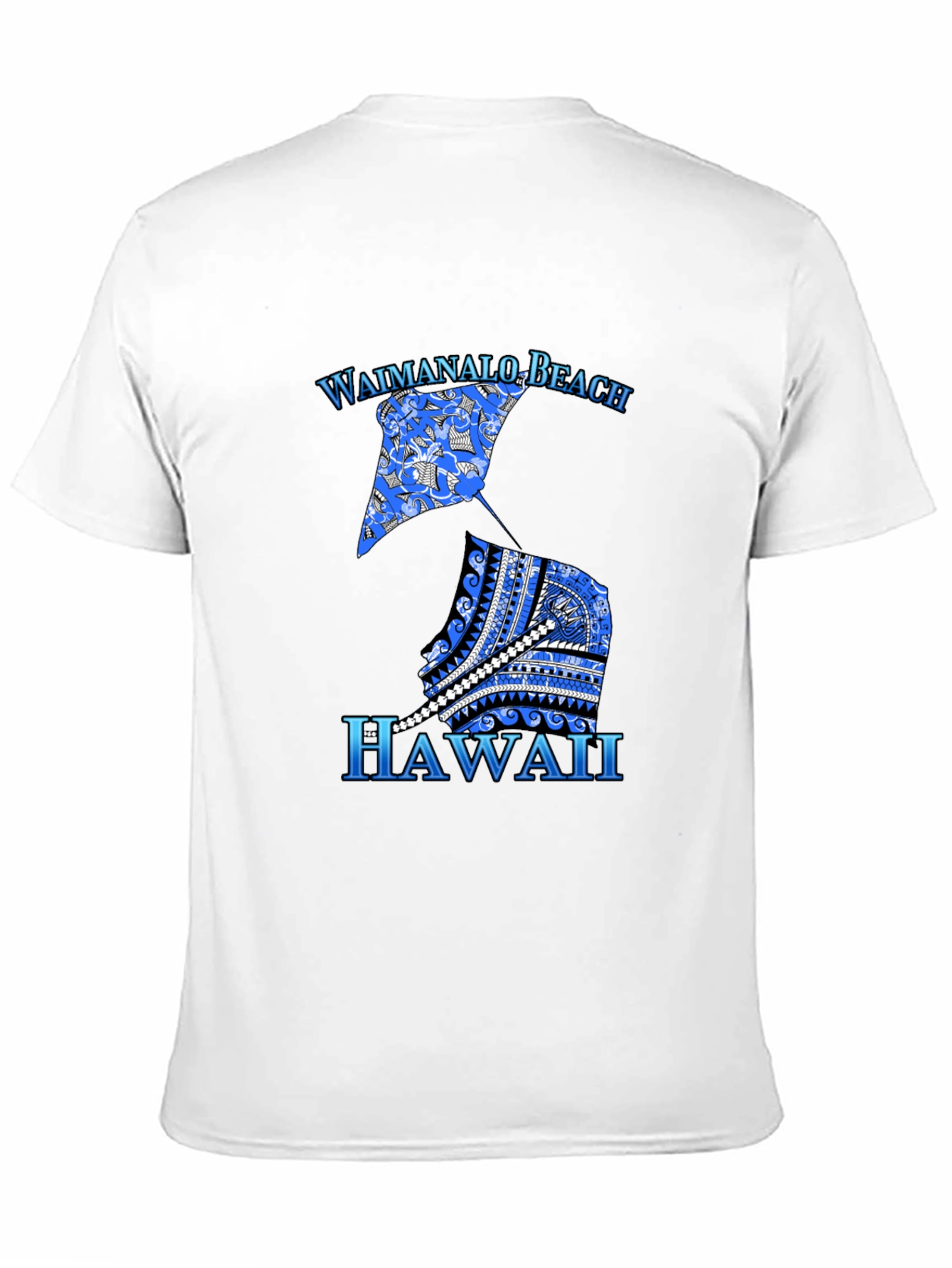 Camiseta Hombre Negra Diseño Waimanalo Beach Hawaii