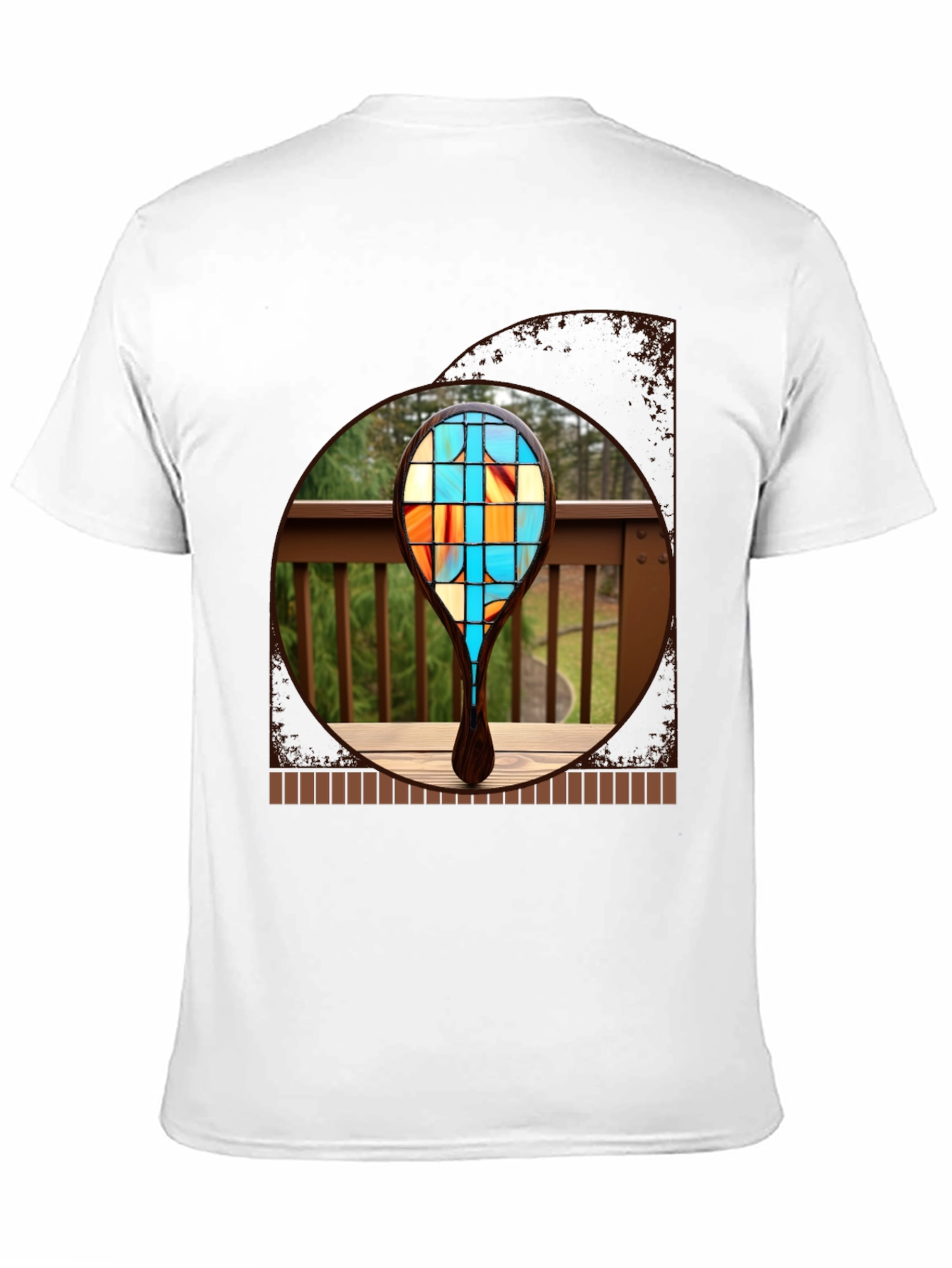 Camiseta Negra Estampado Raqueta Vidriera