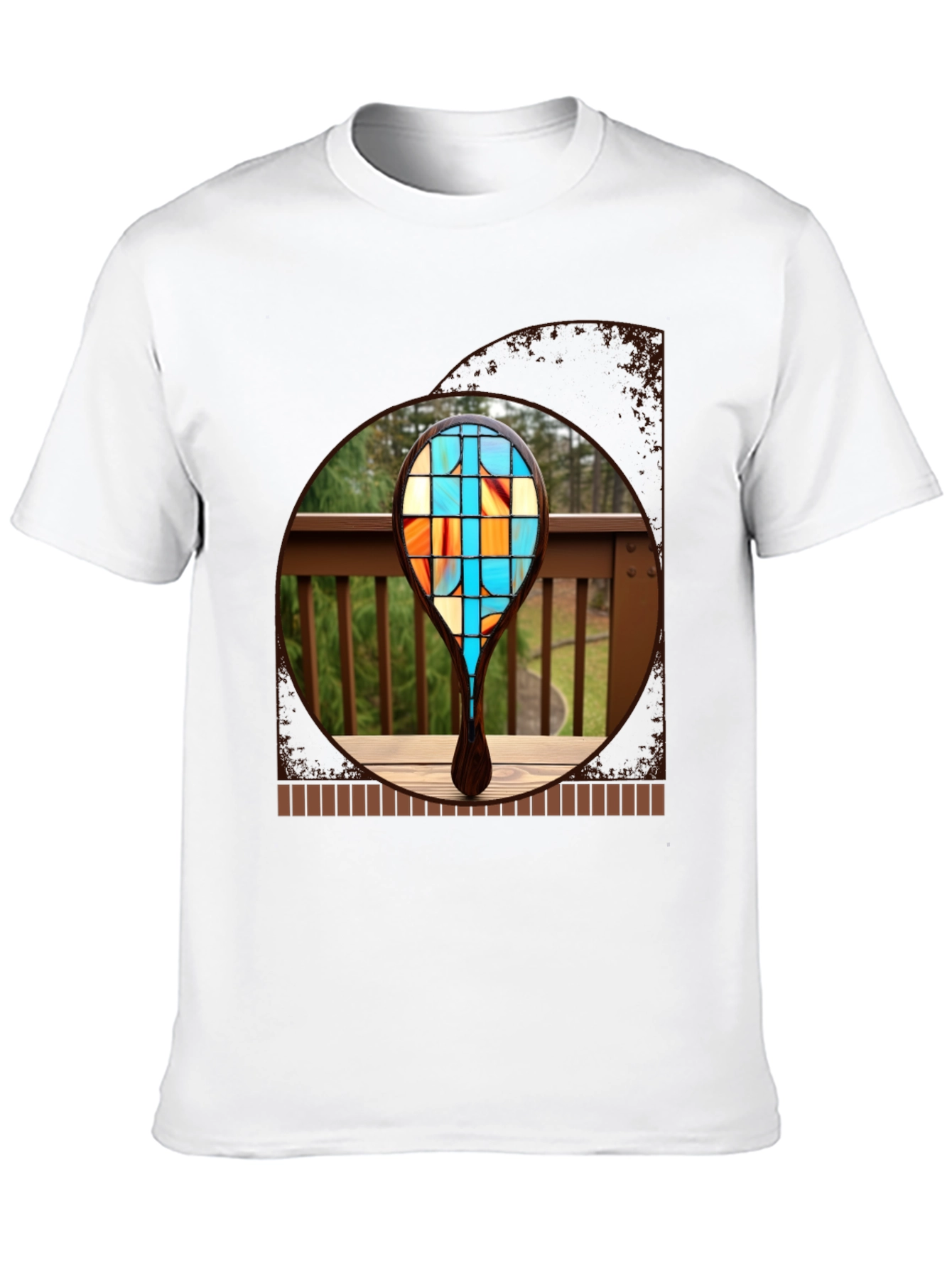 Camiseta Negra Estampado Raqueta Vidriera