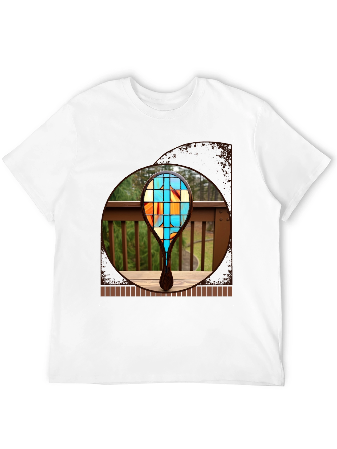 Camiseta Negra Estampado Raqueta Vidriera