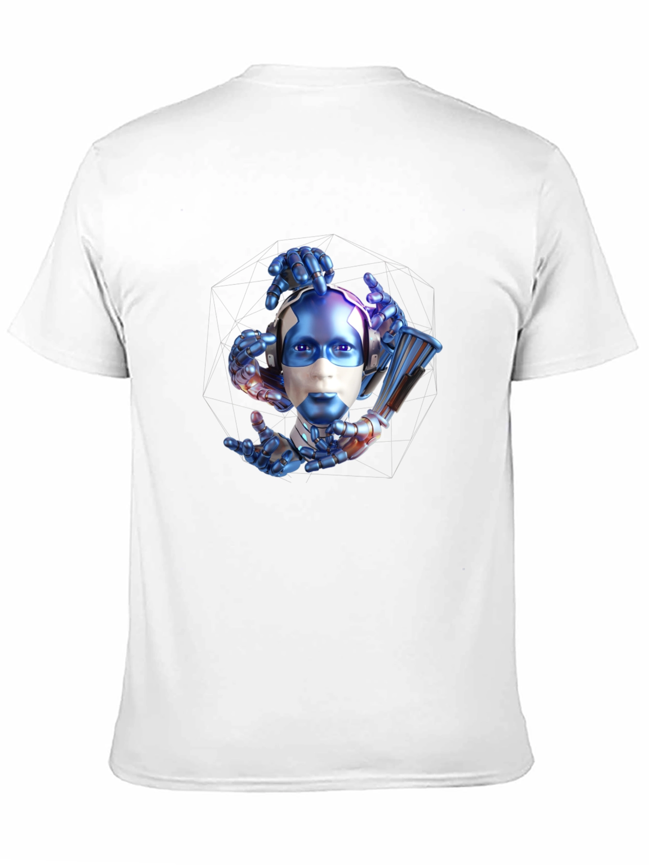 Camiseta Negra con Estampado Futurista de Robot