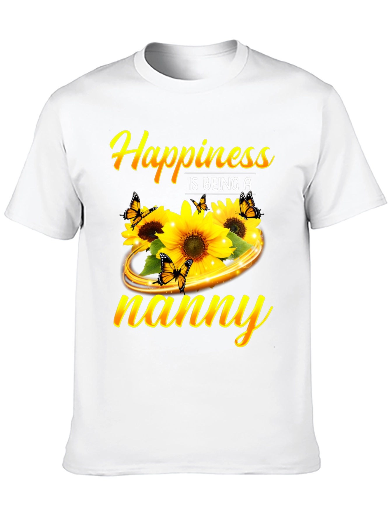 Camiseta Negra Happiness is being a nanny Girasoles