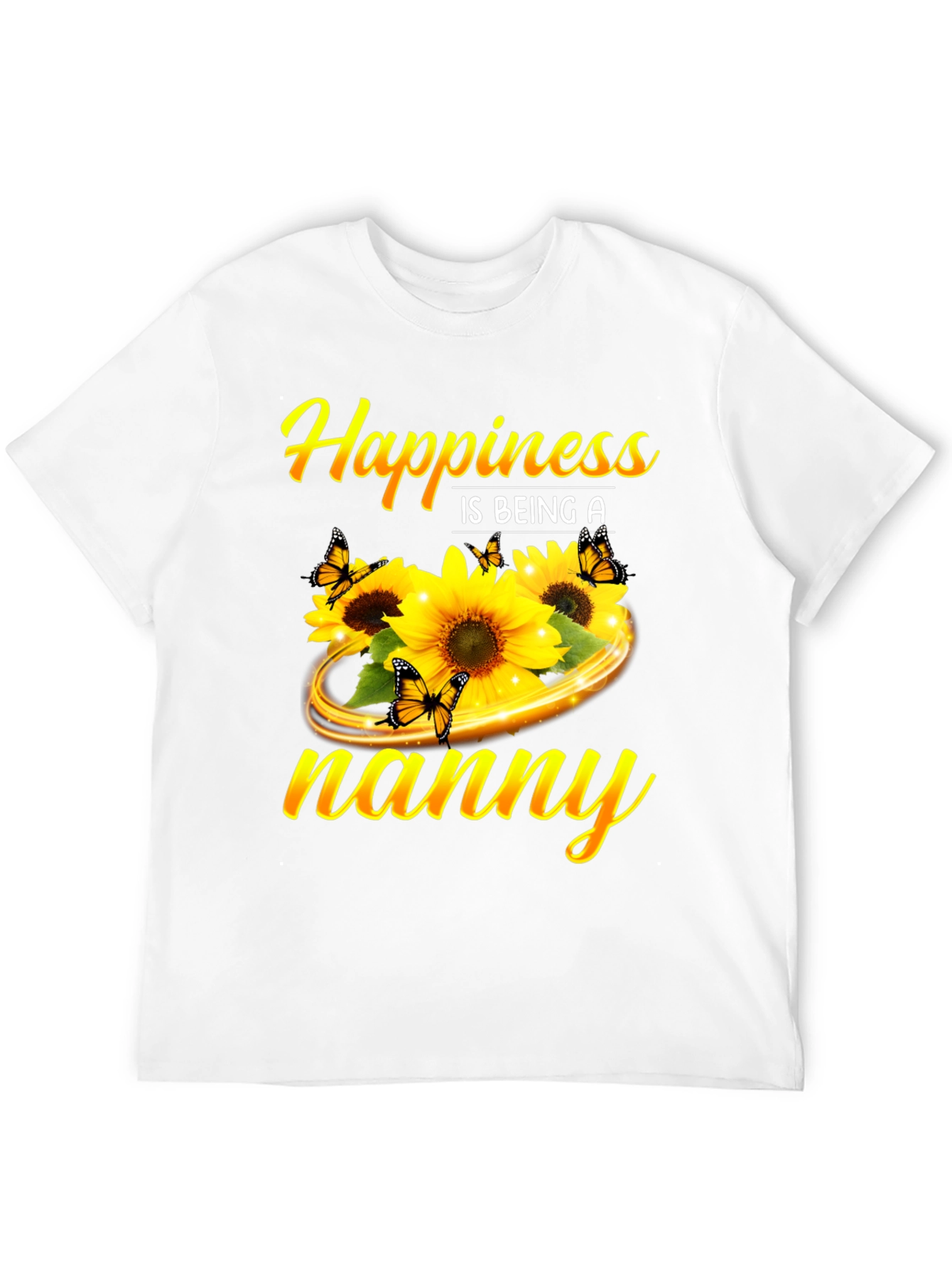 Camiseta Negra Happiness is being a nanny Girasoles