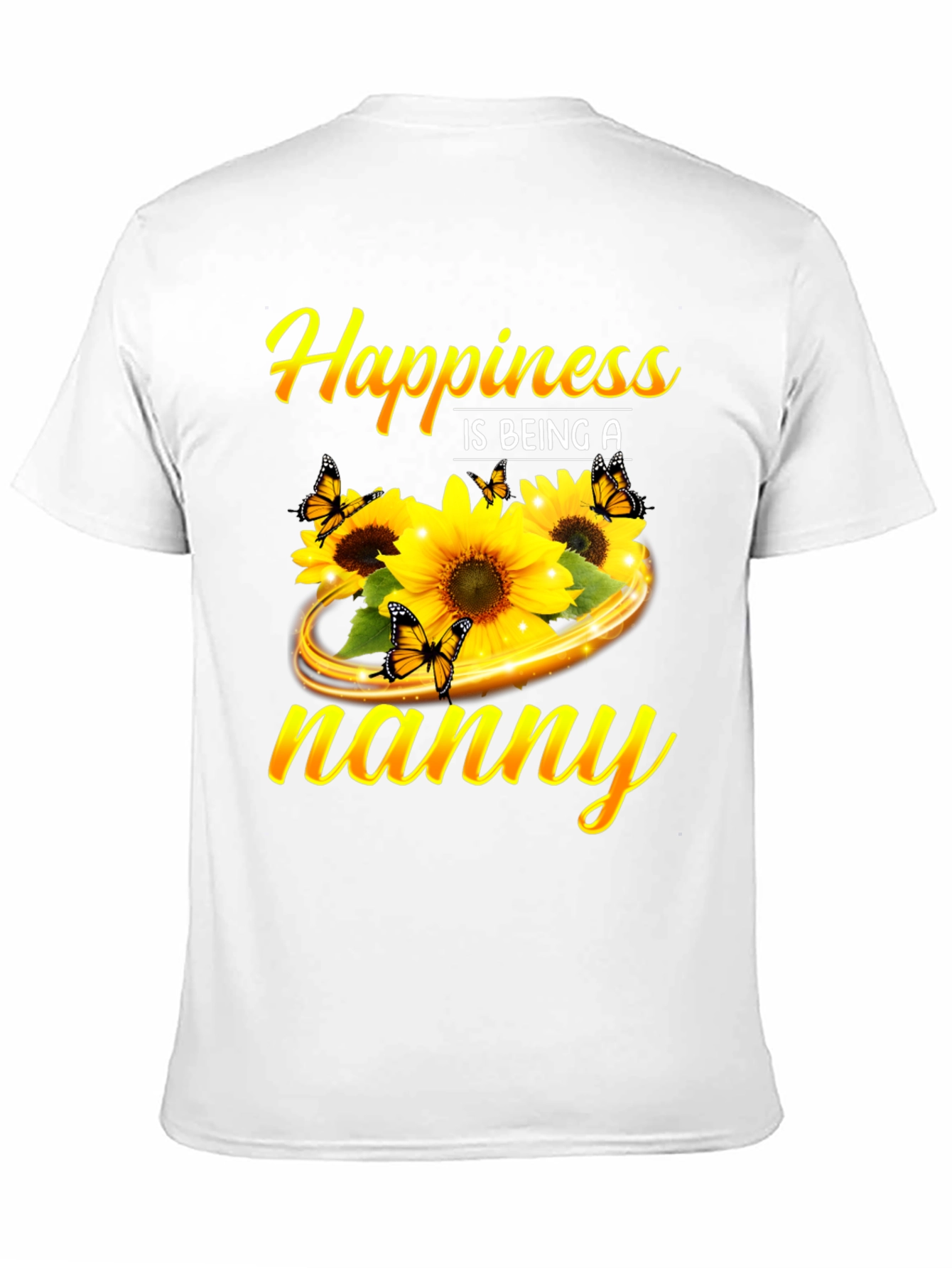 Camiseta Negra Happiness is being a nanny Girasoles