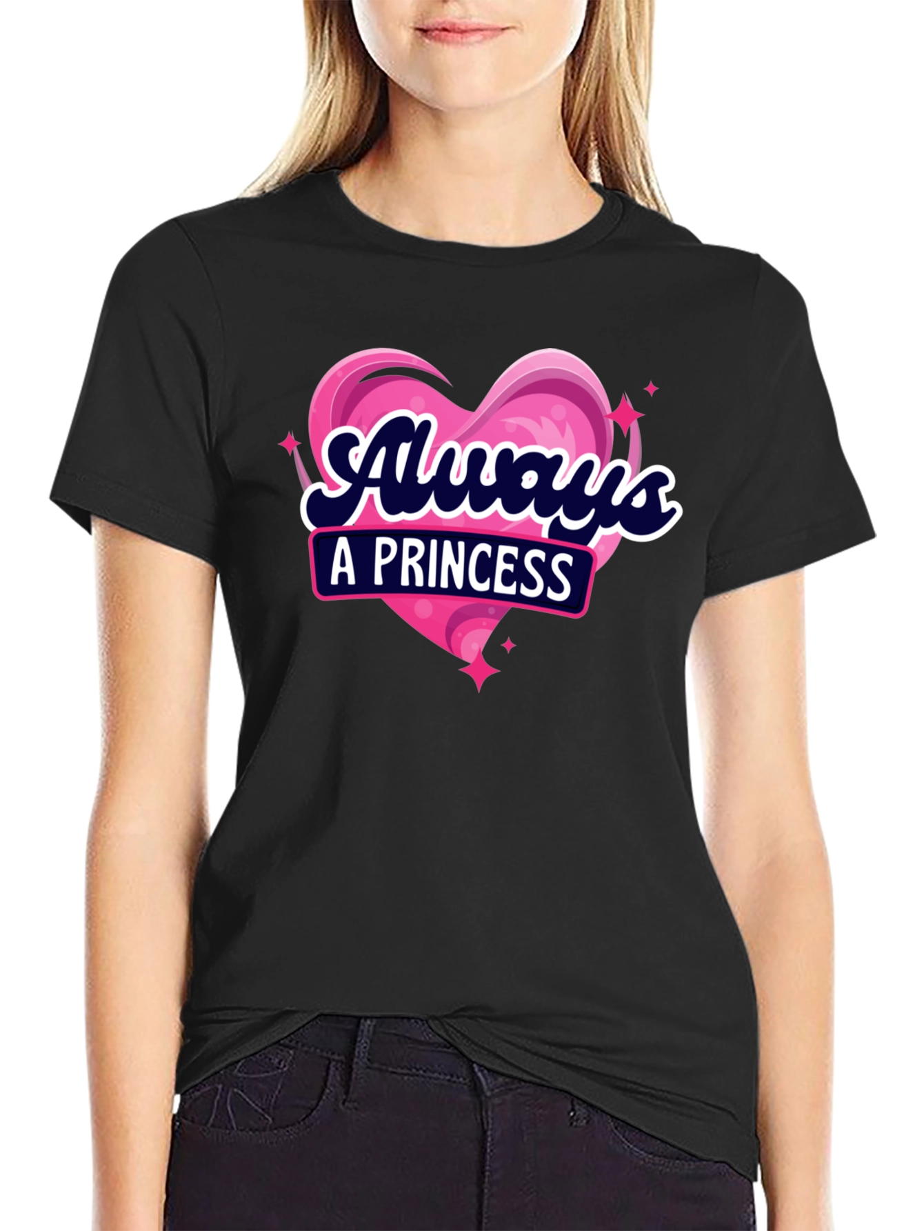 Camiseta Negra Always a Princess para Mujer