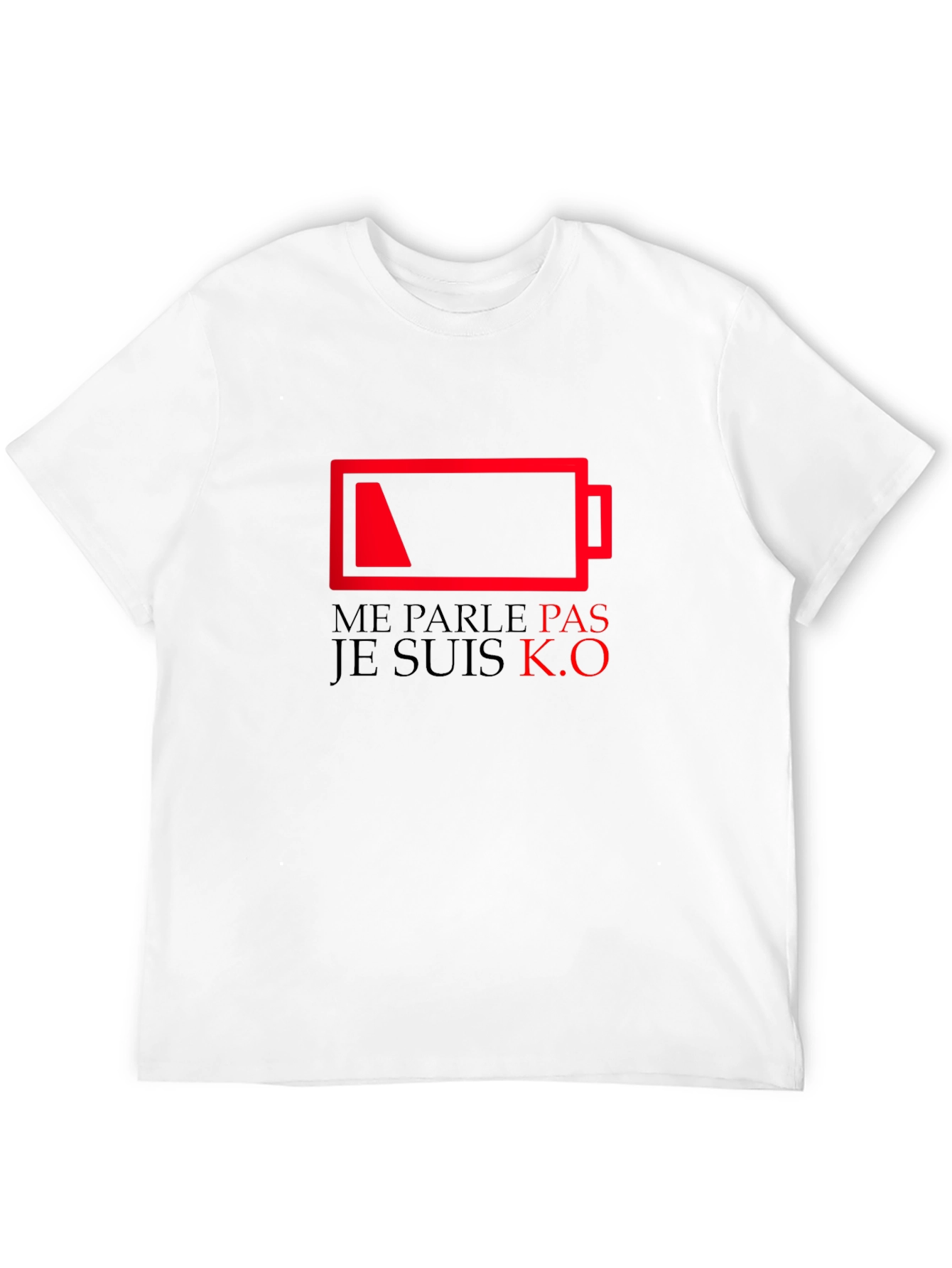Camiseta Negra con Diseño de Batería Agotada