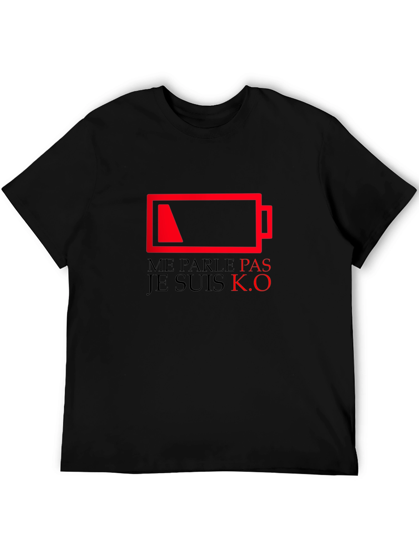 Camiseta Negra con Diseño de Batería Agotada