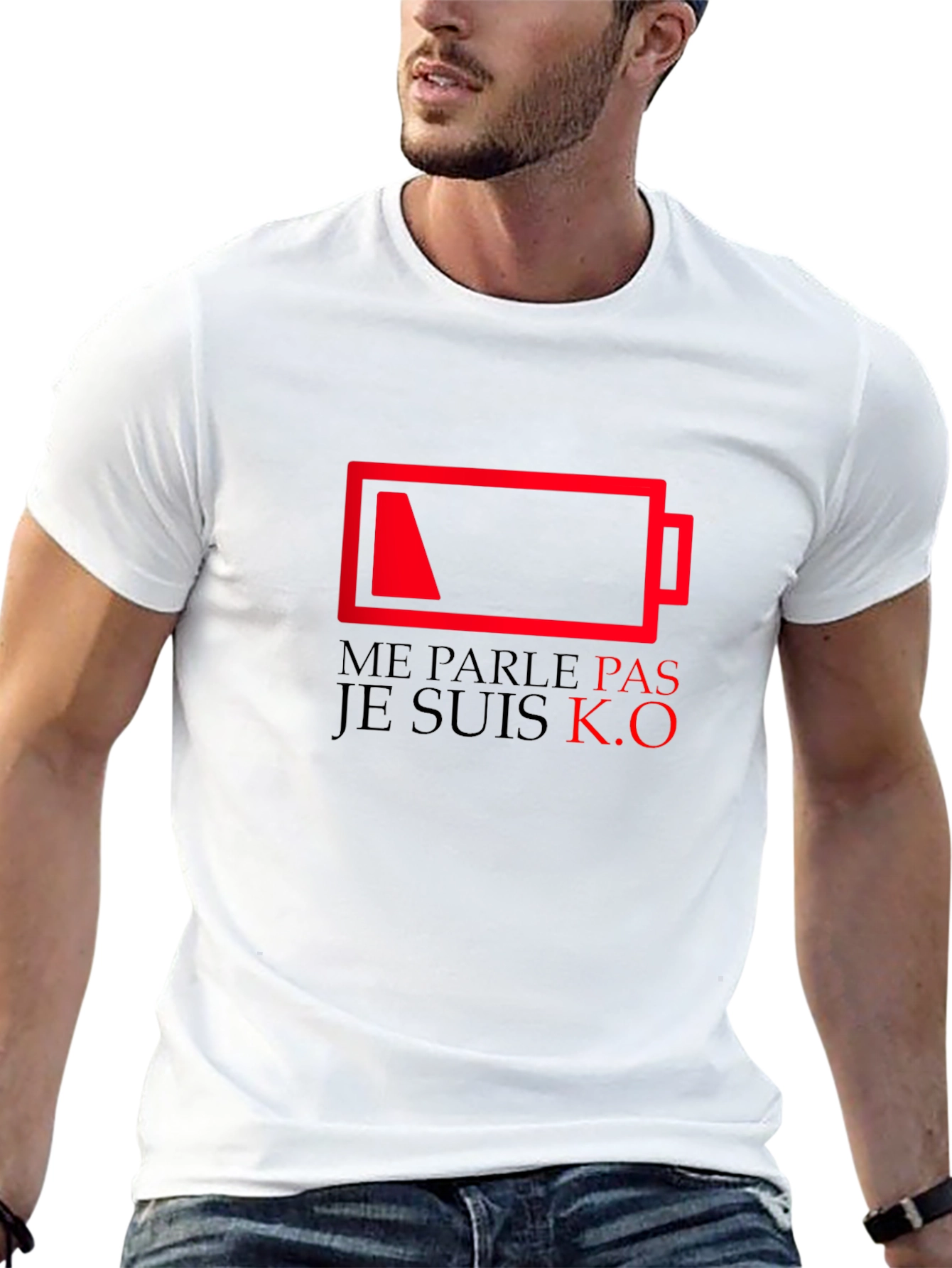 Camiseta Negra con Diseño de Batería Agotada