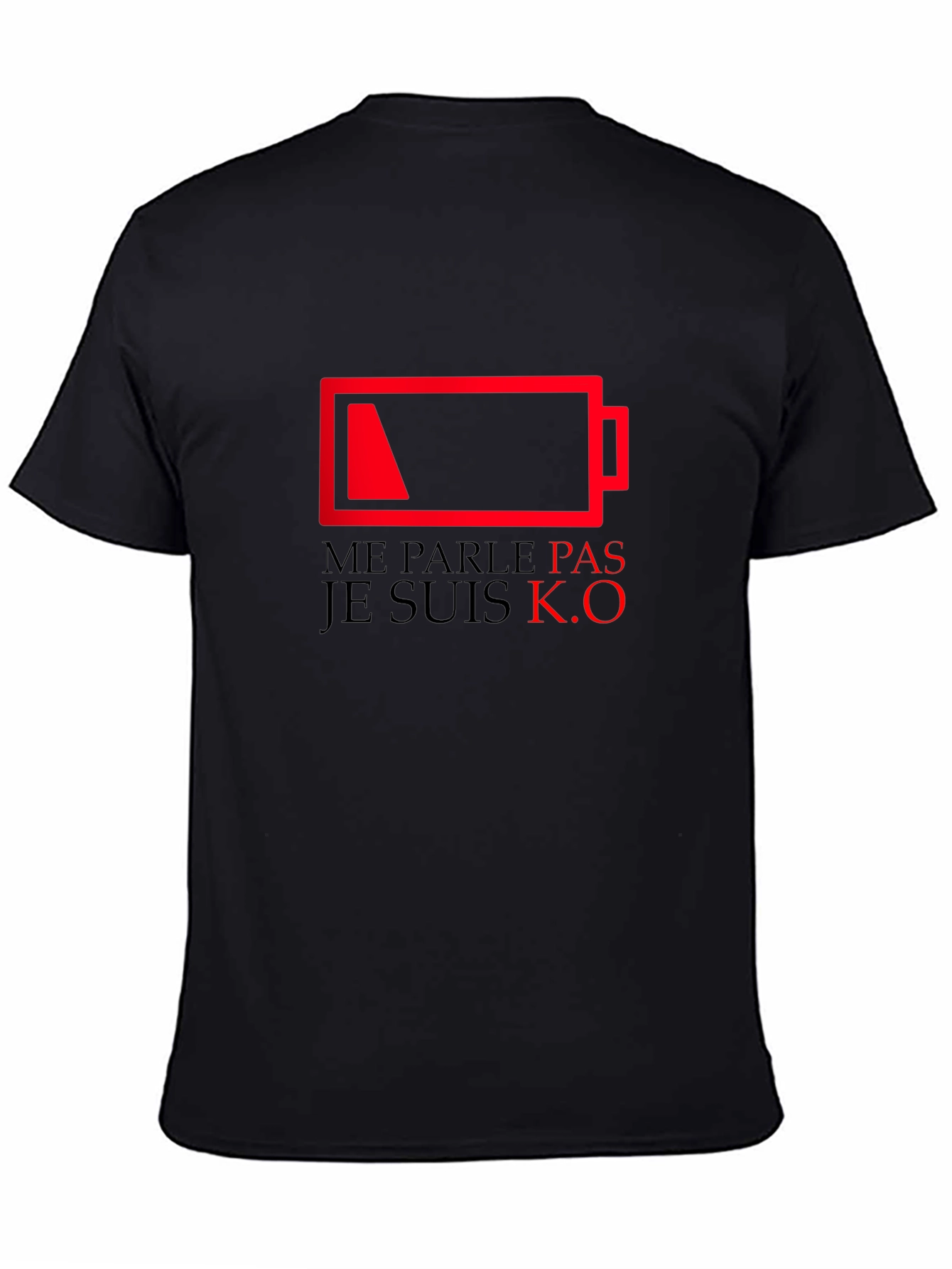 Camiseta Negra con Diseño de Batería Agotada