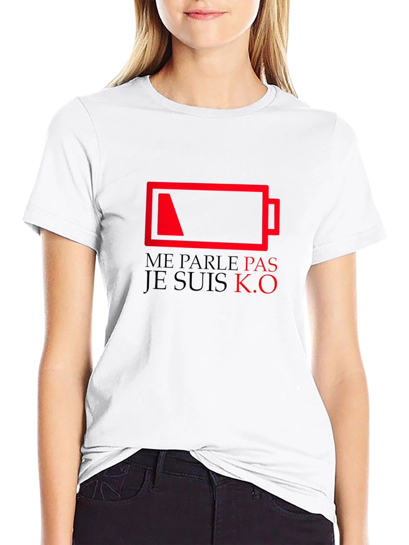Camiseta Negra con Diseño de Batería Agotada