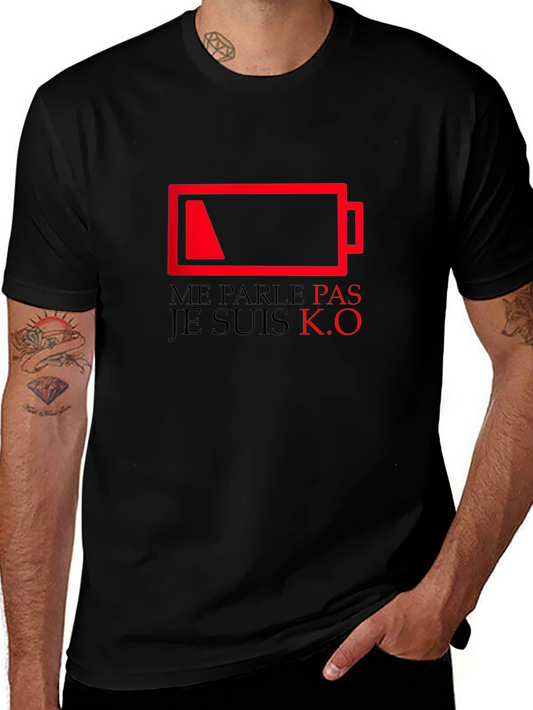Camiseta Negra con Diseño de Batería Agotada