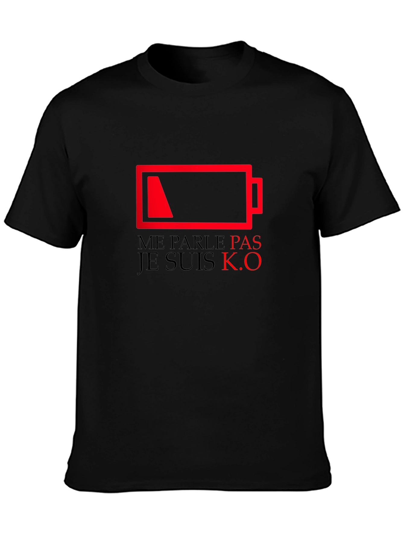 Camiseta Negra con Diseño de Batería Agotada