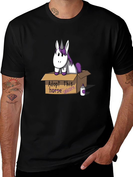Camiseta Negra con Diseño de Unicornio en Caja