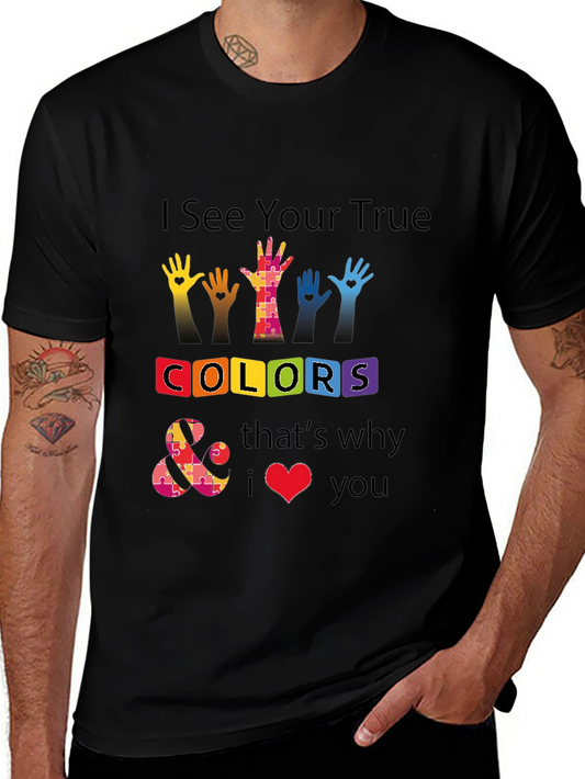 Camiseta Negra Veo Tus Verdaderos Colores Autismo