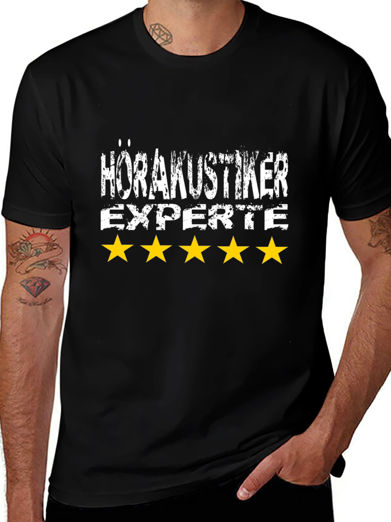 Camiseta Negra HörAkustiker Experte - 5 Estrellas