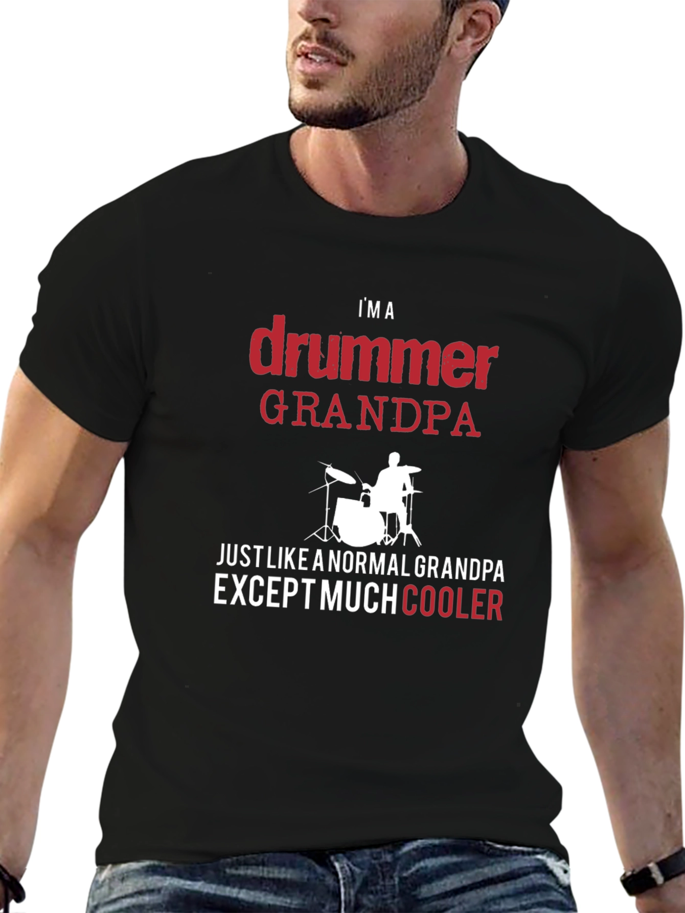 Camiseta Negra: Soy un Abuelo Baterista Genial