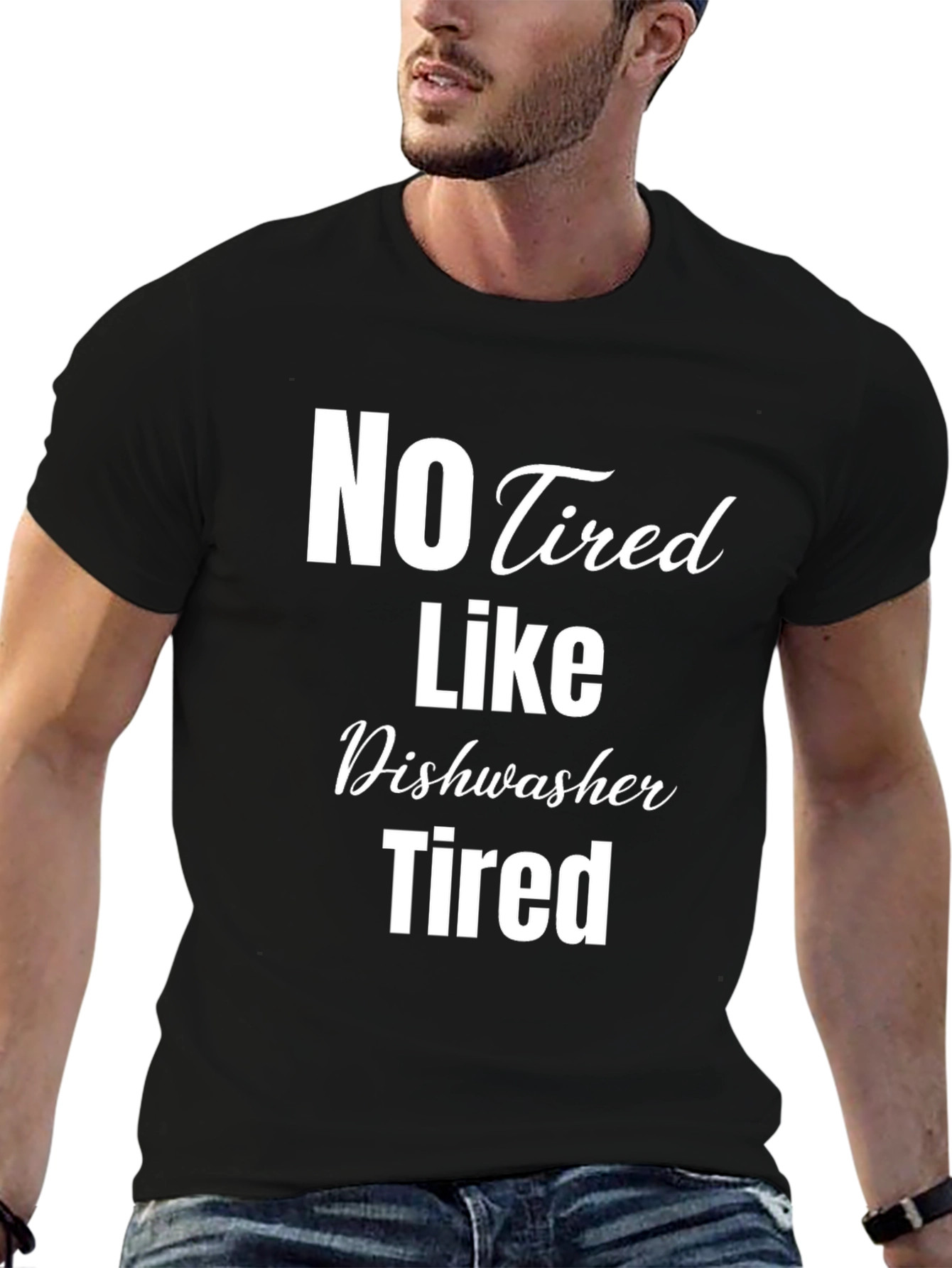 Camiseta Negra No Tired Like Dishwasher