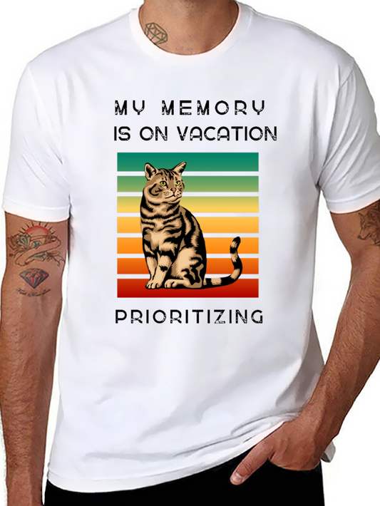 Camiseta divertida con gato y frase de vacaciones