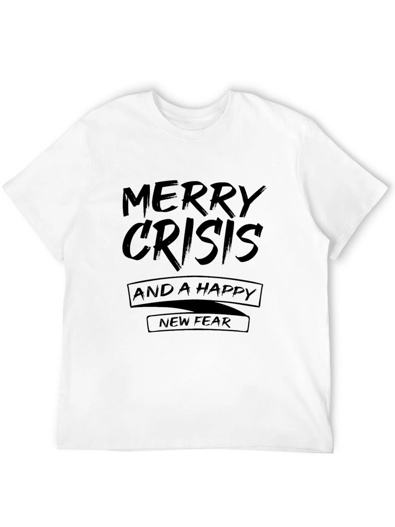 Camiseta Negra con Texto Divertido Merry Crisis