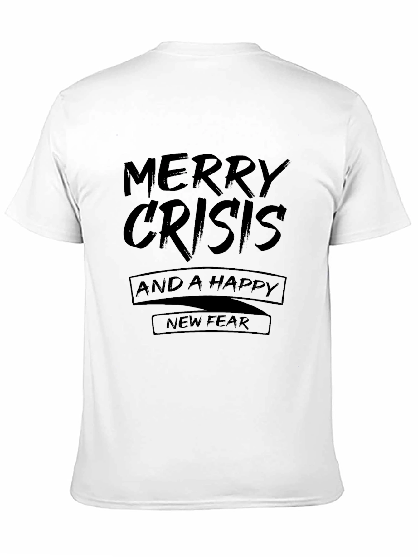 Camiseta Negra con Texto Divertido Merry Crisis