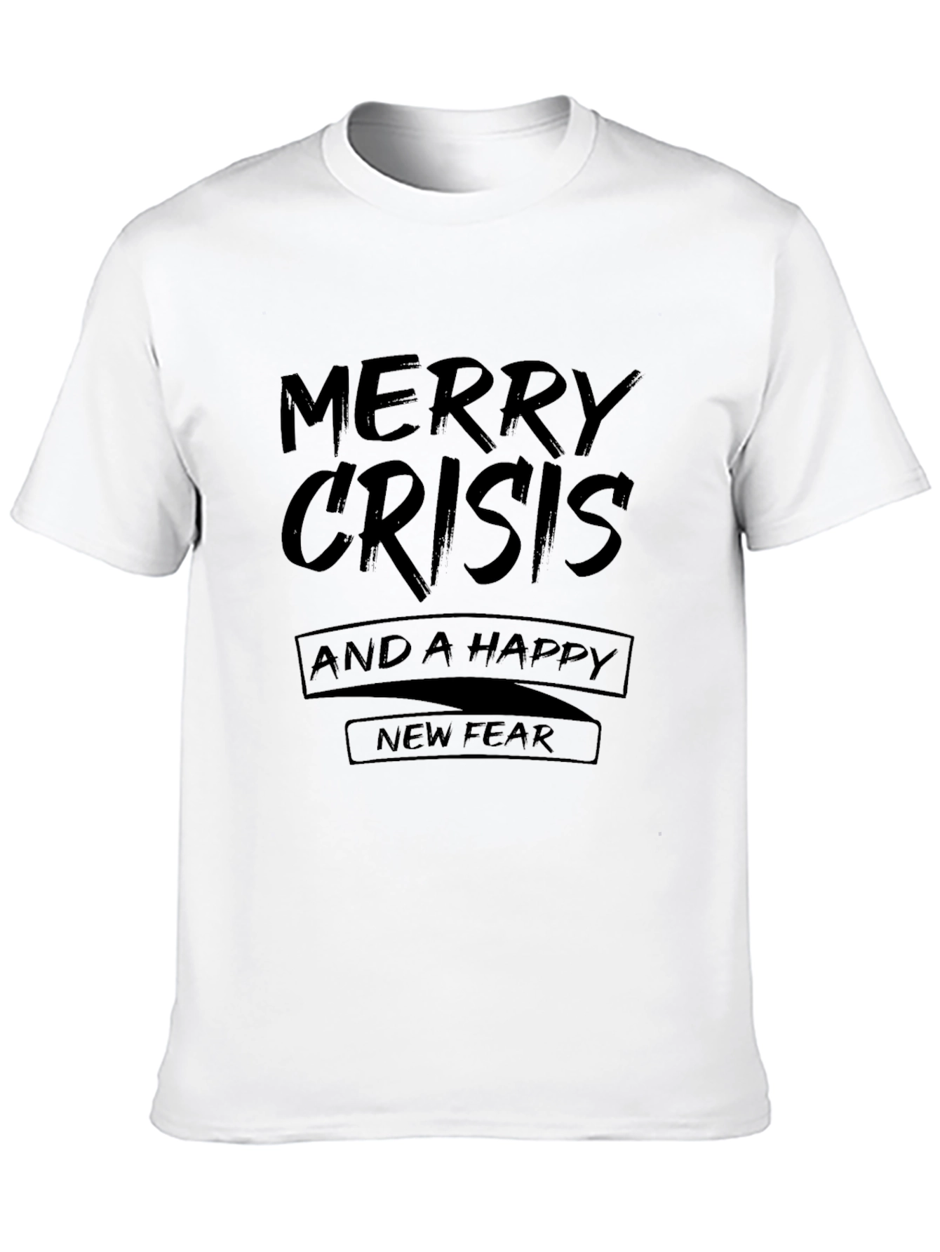 Camiseta Negra con Texto Divertido Merry Crisis
