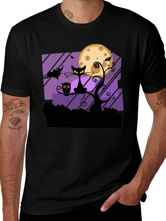 Camiseta Halloween Gato Negro Luna