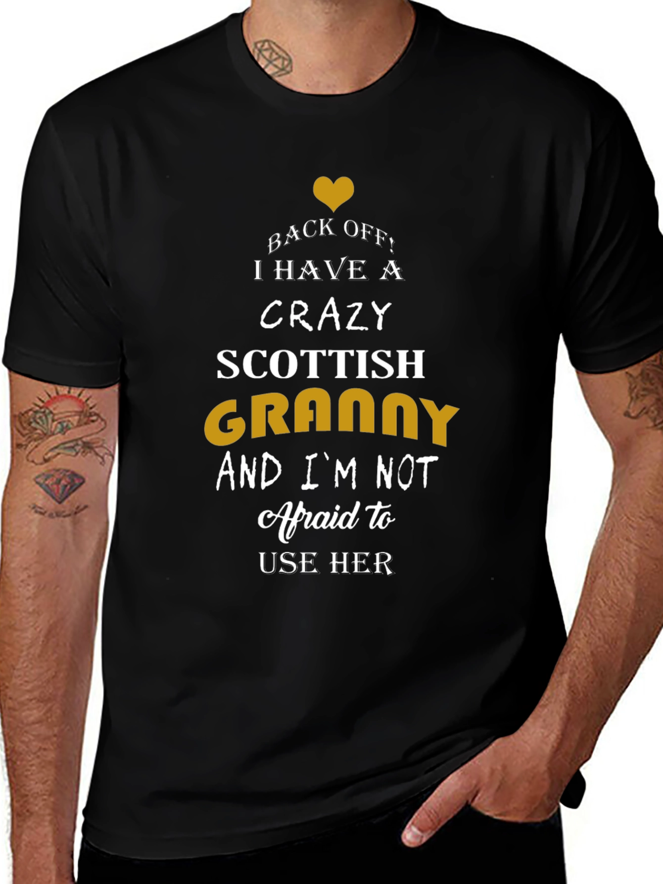 Camiseta Negra Crazy Scottish Granny