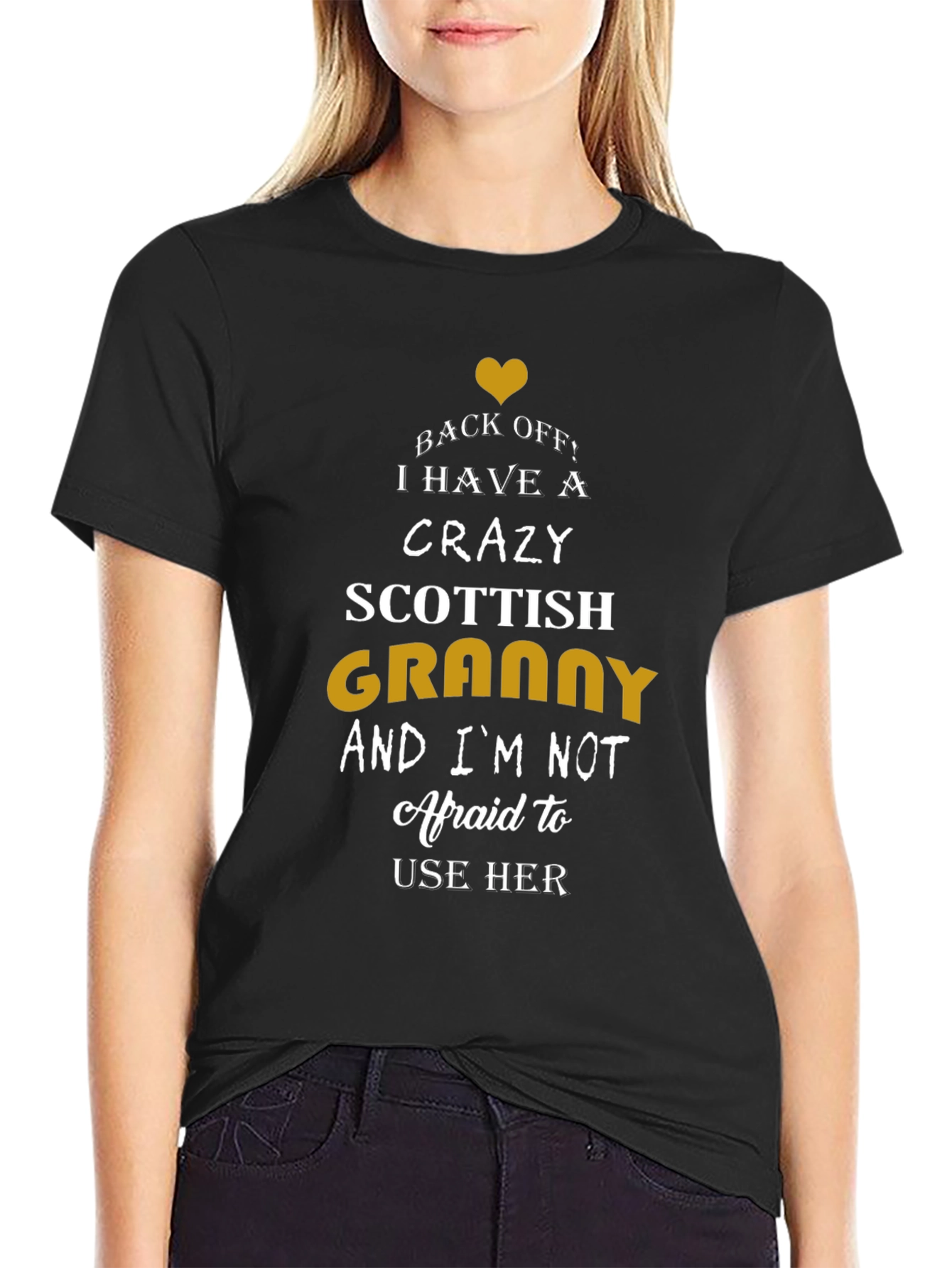 Camiseta Negra Crazy Scottish Granny