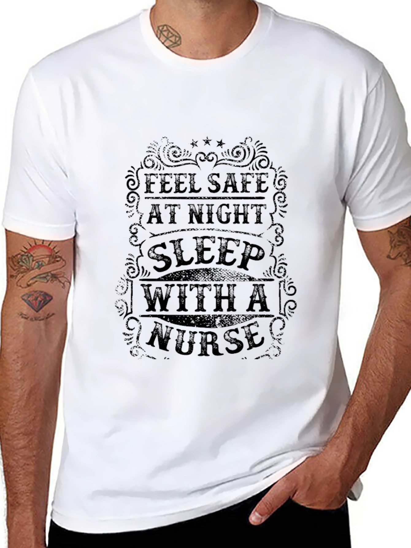 Camiseta Negra: Duerme Seguro con una Enfermera
