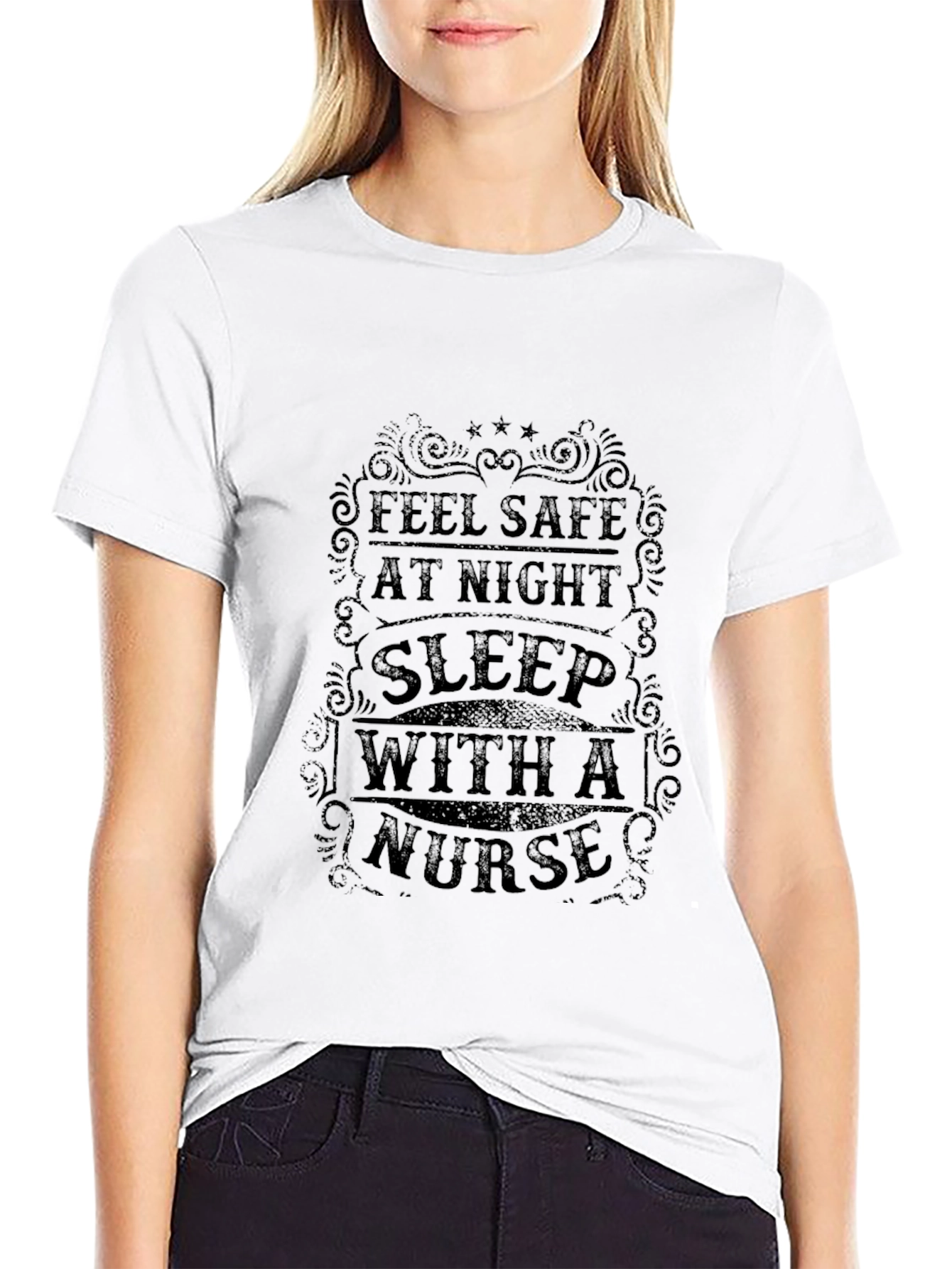 Camiseta Negra: Duerme Seguro con una Enfermera