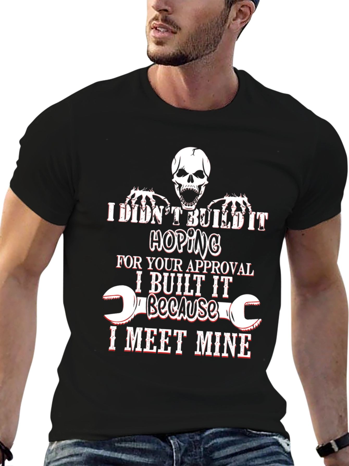 Camiseta Negra con Diseño de Calavera y Frase Motivacional