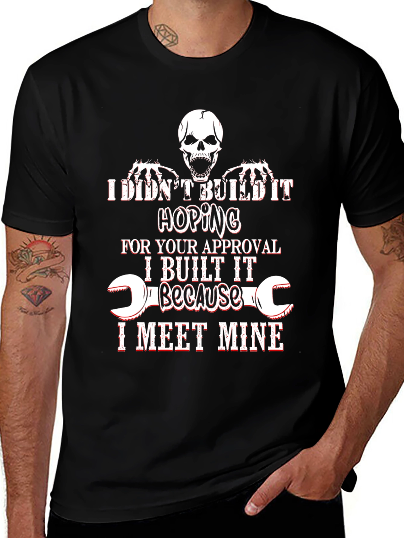 Camiseta Negra con Diseño de Calavera y Frase Motivacional