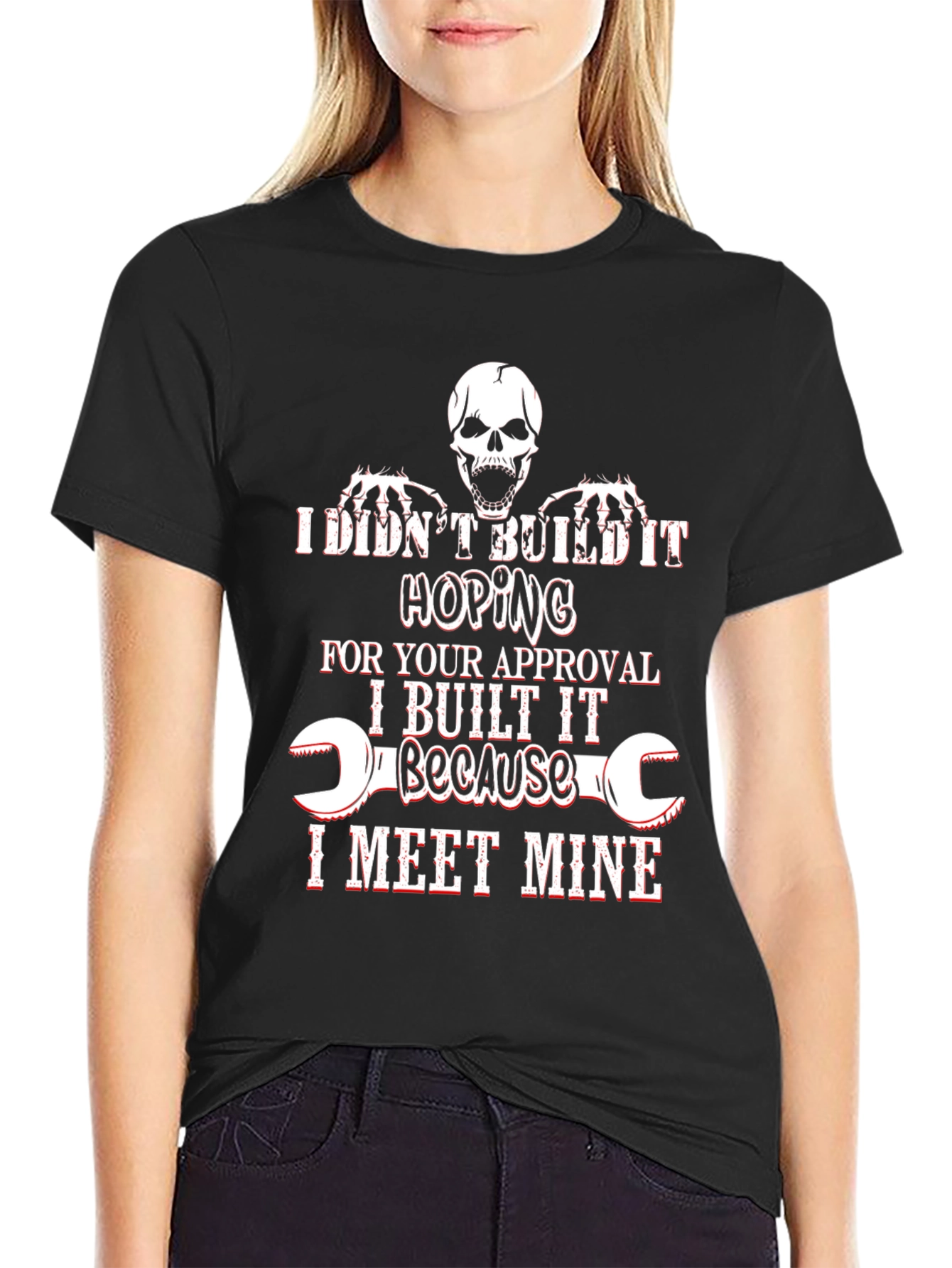 Camiseta Negra con Diseño de Calavera y Frase Motivacional