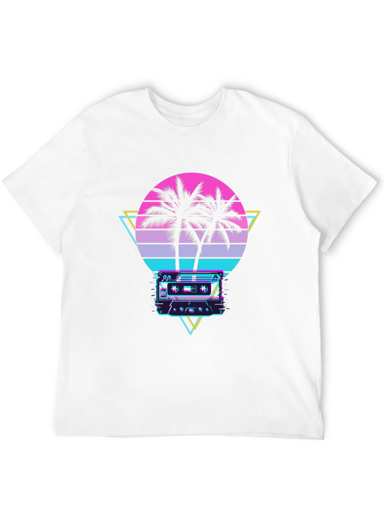 Camiseta Retro con Diseño de Palmeras y Cassette