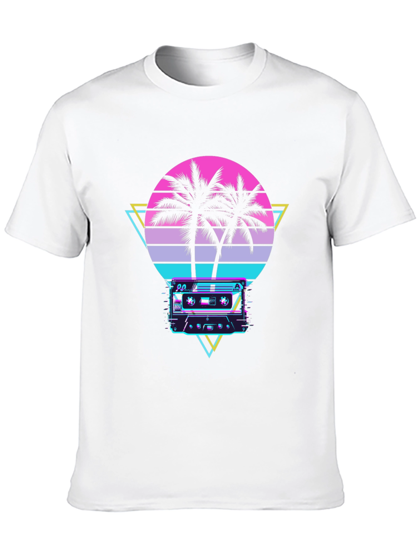 Camiseta Retro con Diseño de Palmeras y Cassette